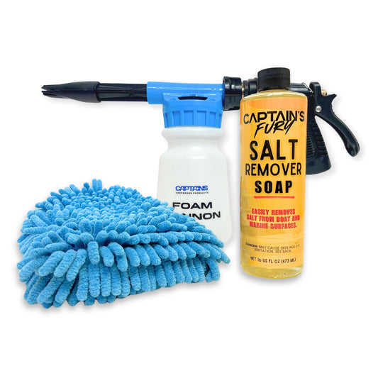 Salt Slayer kit for removing salt from boats with a foam cannon.