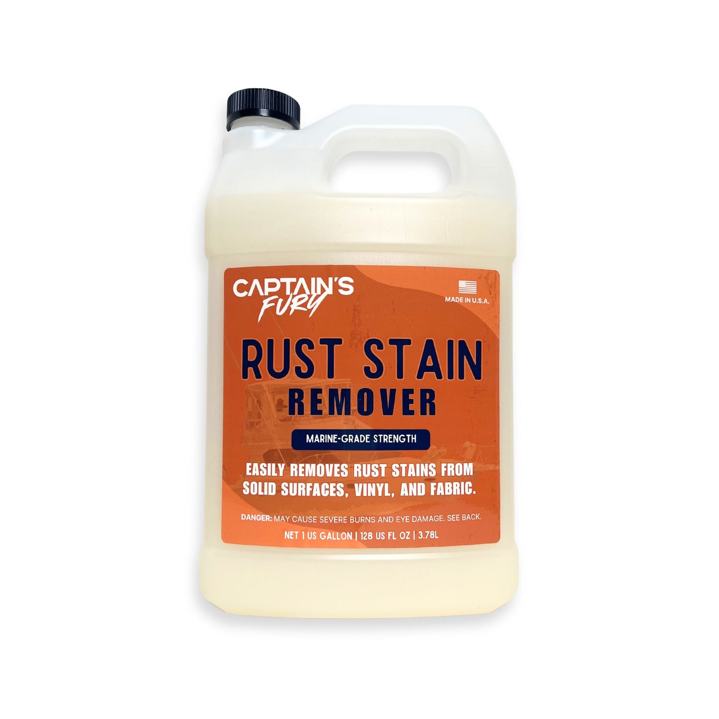 Gallon of marine rust stain remover.