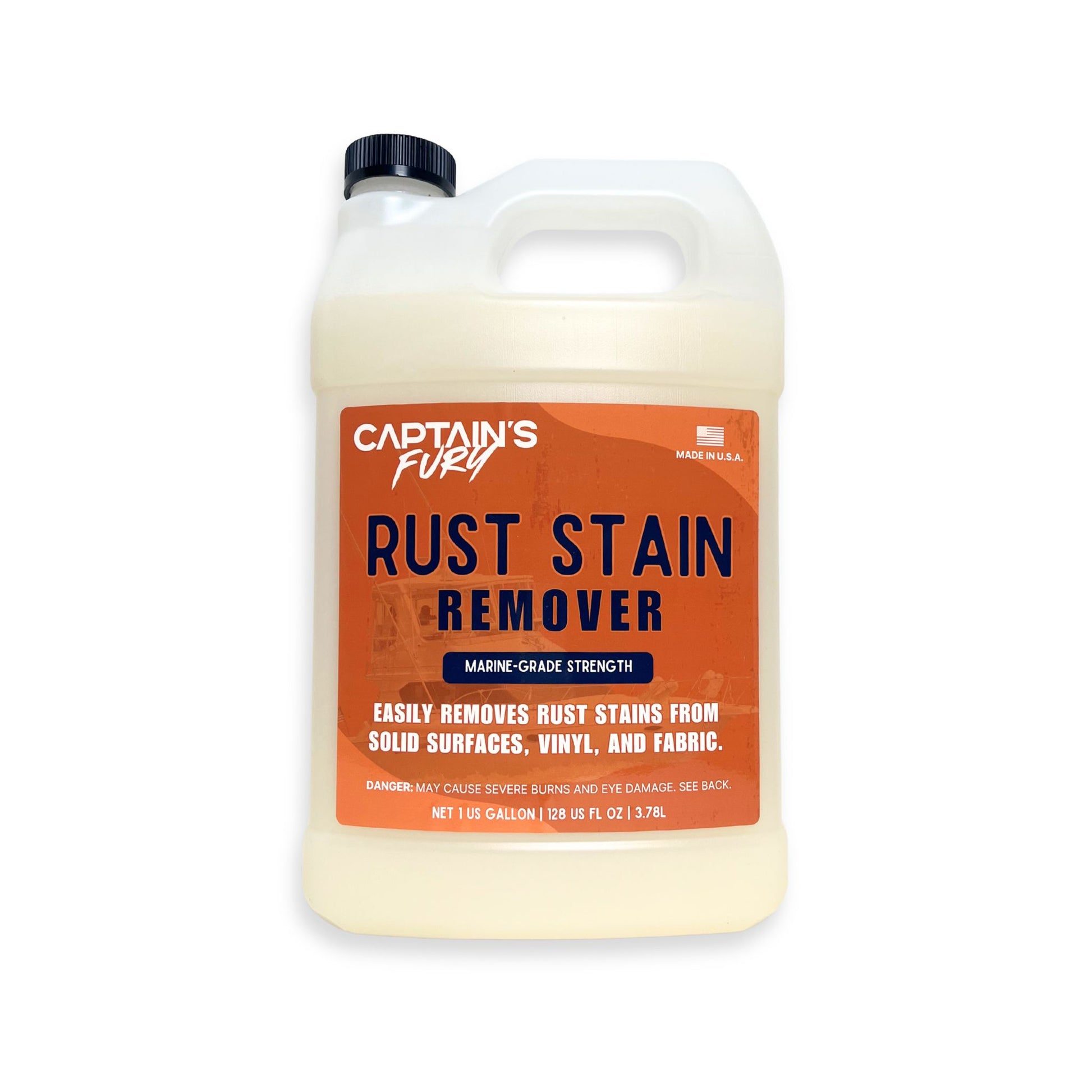 Gallon of marine rust stain remover.