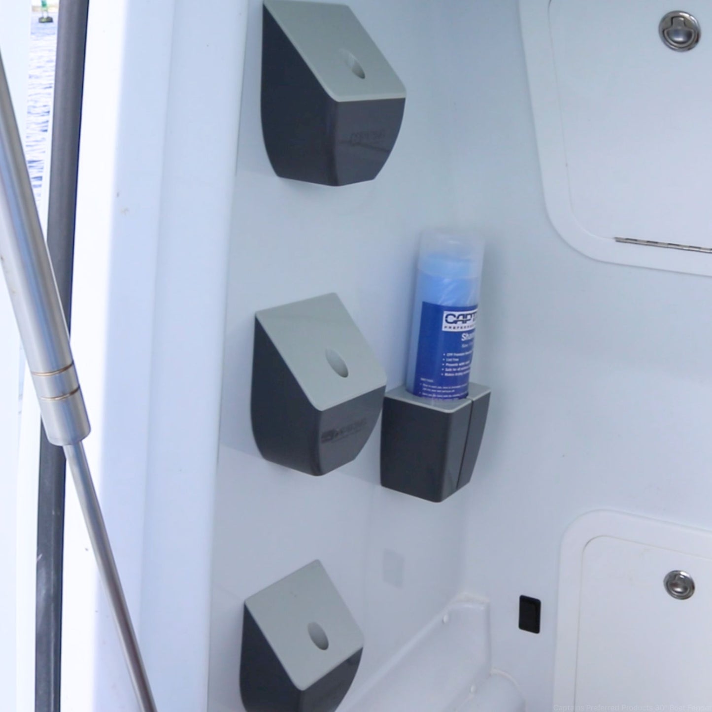 A shammy inside of a TidyBoat organizer in a boat compartment.