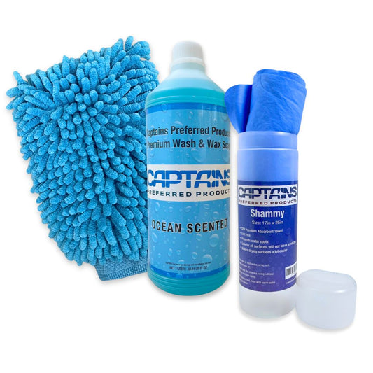 Wash and dry bundle with boat soap by Captains Preferred Products.